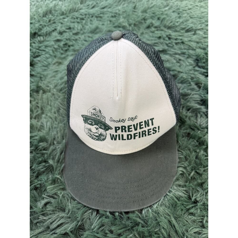 American Needle Smokey Bear Trucker Hat Adjustable Mesh Green Off-White Prevent
